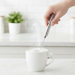 Portable electric milk frother with ergonomic black handle