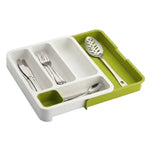 Adjustable retractable kitchen drawer organizer for utensils