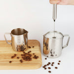 Stainless steel electric handheld milk frothier for coffee drinks